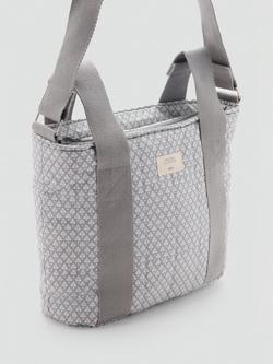 Mango Floral Cotton Maternity Shoulder Bag, Grey - view 2, Grey