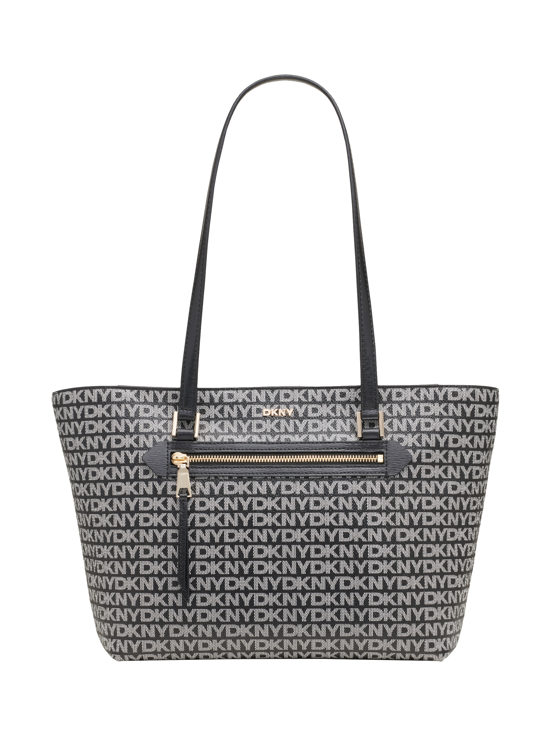 Product image 1 of 5, which shows DKNY Bryant Tote Gold Hardware Bag, Black/Grey