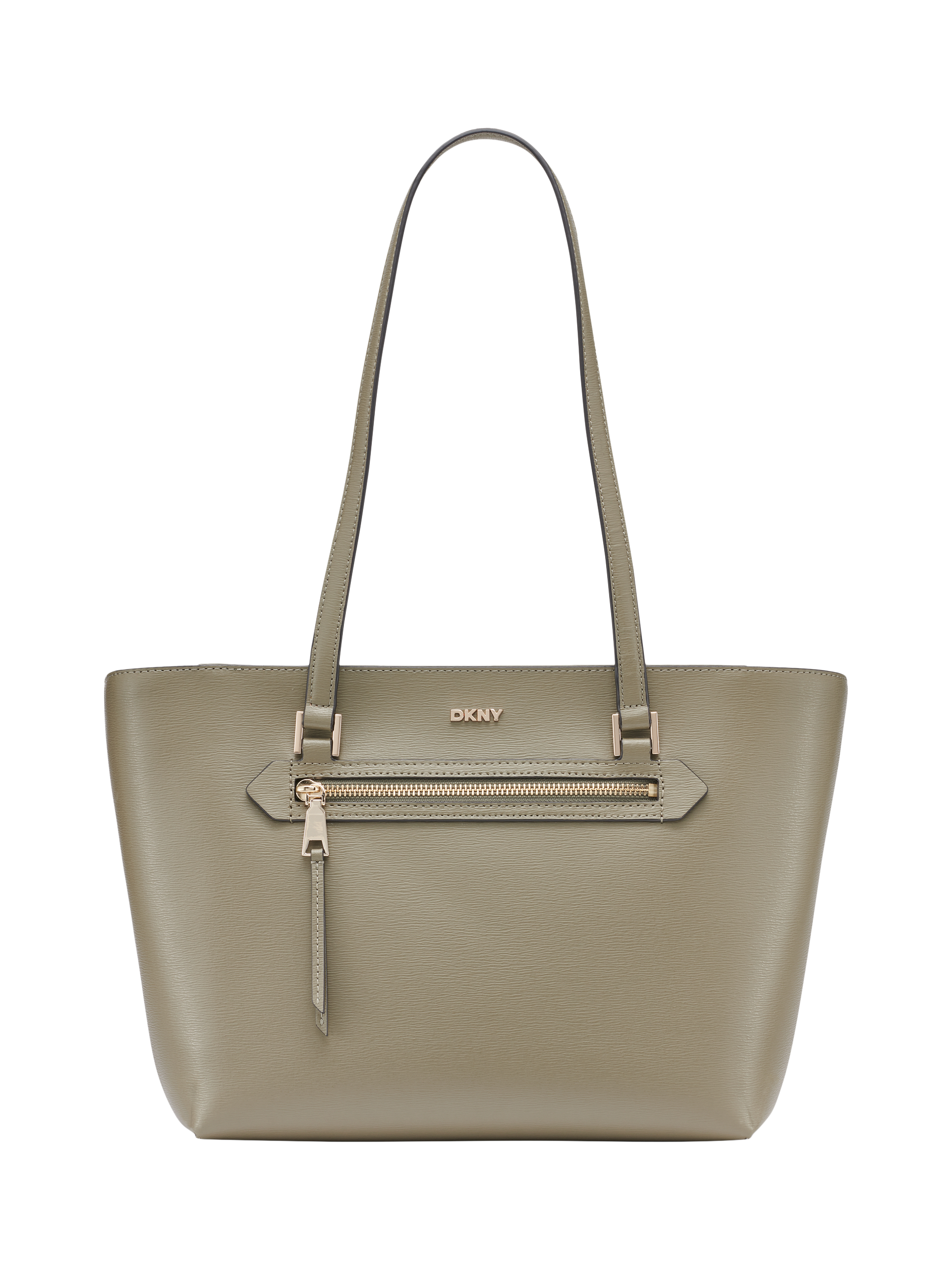 Product image 1 of 4, which shows DKNY Bryant Leather Tote Bag, Khaki
