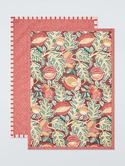 John Lewis x Sanderson Cantaloupe & Pinjara Trellis Cotton Tea Towels, Set of 2, Multi