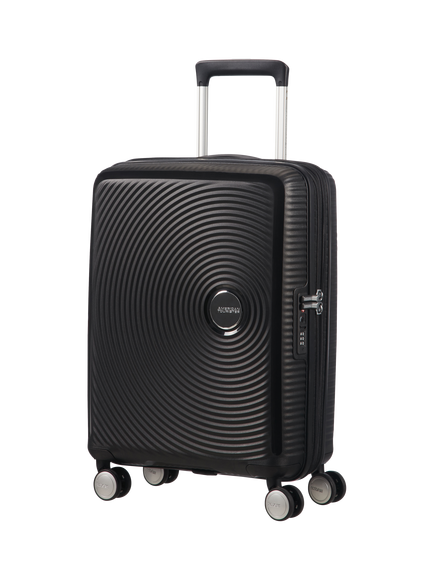 American Tourister Soundbox 4-Wheel Spinner 55cm Expandable Cabin Case, Bass Black