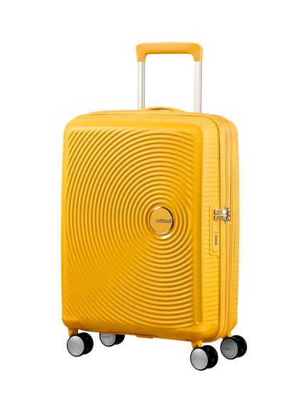 American Tourister Soundbox 4-Wheel Spinner 55cm Expandable Cabin Case, Golden Yellow