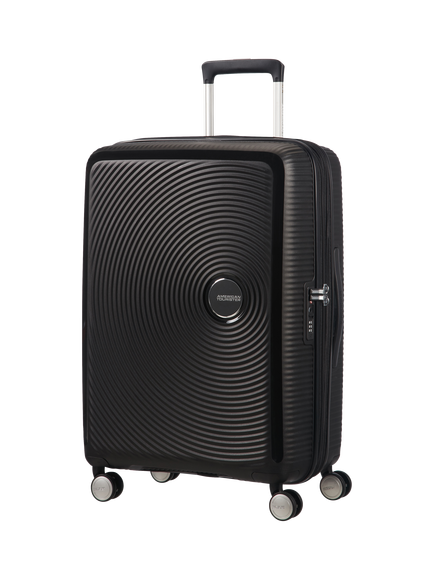 American Tourister Soundbox 4-Wheel Spinner 67cm Expandable Medium Suitcase, Bass Black