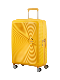 American Tourister SoundBox 4-Wheel Spinner 67cm Expandable Medium Suitcase, Golden Yellow