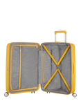 American Tourister SoundBox 4-Wheel Spinner 77cm Expandable Large Suitcase, Golden Yellow