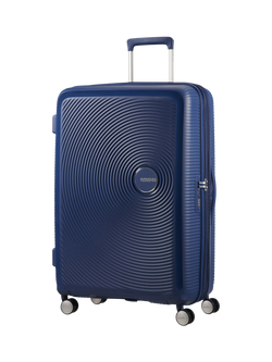 American Tourister SoundBox 4-Wheel Spinner 77cm Expandable Large Suitcase, Midnight Navy
