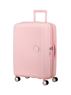 American Tourister SoundBox 4-Wheel Spinner 77cm Expandable Large Suitcase, Pastel Pink