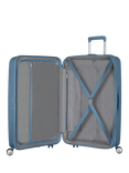 American Tourister SoundBox 4-Wheel Spinner 77cm Expandable Large Suitcase, Stone Blue