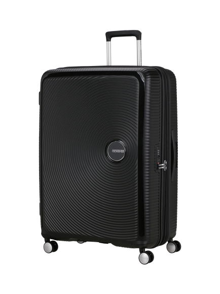 American Tourister SoundBox 4-Wheel Spinner 80cm Expandable Large Suitcase, Bass Black