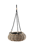 Pacific Kubu Rattan Indoor/Outdoor Hanging Basket Planter, Grey