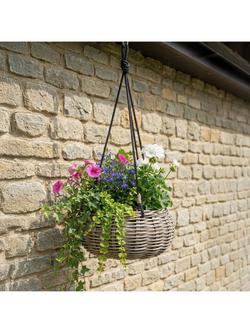 Pacific Kubu Rattan Indoor/Outdoor Hanging Basket Planter, Grey - view 2, Grey