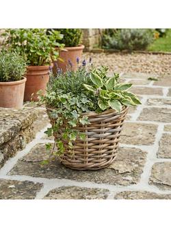 Pacific Kubu Rattan Indoor/Outdoor Round Basket Planter, Brown - view 2, Brown