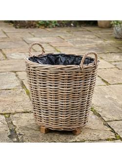 Pacific Kubu Rattan Indoor/Outdoor Round Planter, Brown - view 2, Brown