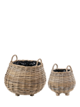 Pacific Kubu Rattan Indoor/Outdoor Bulbous Planter, Set of 2, Brown