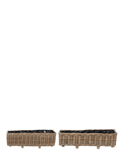 Pacific Kubu Rattan Indoor/Outdoor Trough Planter, Set of 2, Brown, Brown