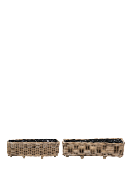 Pacific Kubu Rattan Indoor/Outdoor Trough Planter, Set of 2, Brown, Brown