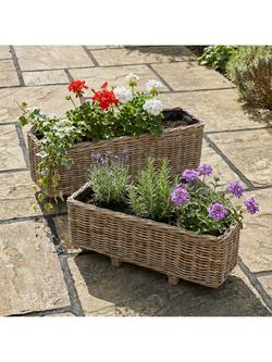 Pacific Kubu Rattan Indoor/Outdoor Trough Planter, Set of 2, Brown - view 2, Brown