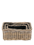 Pacific Kubu Rattan Indoor/Outdoor Rectangular Planter, Set of 3, Brown