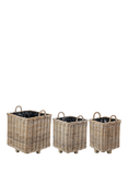 Pacific Kubu Rattan Indoor/Outdoor Square Planter, Set of 3, Brown