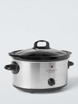 John Lewis Oval Ceramic Slow Cooker, 3L, Stainless Steel, Stainless Steel
