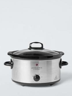 John Lewis Oval Ceramic Slow Cooker, 3L, Stainless Steel - view 2, Stainless Steel