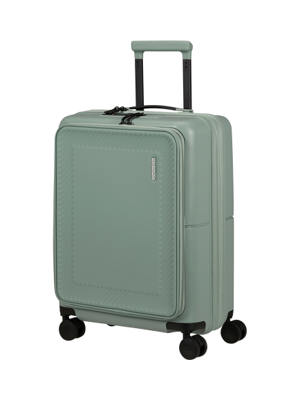 American Tourister DashPop 4-Wheel Spinner 55cm Expandable Frontloader Cabin Case, Iceberg Green