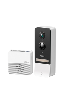 Tapo D230S1 2K 5MP Battery Video Doorbell Kit with Chime & H200 Hub, Black and White, Black And White