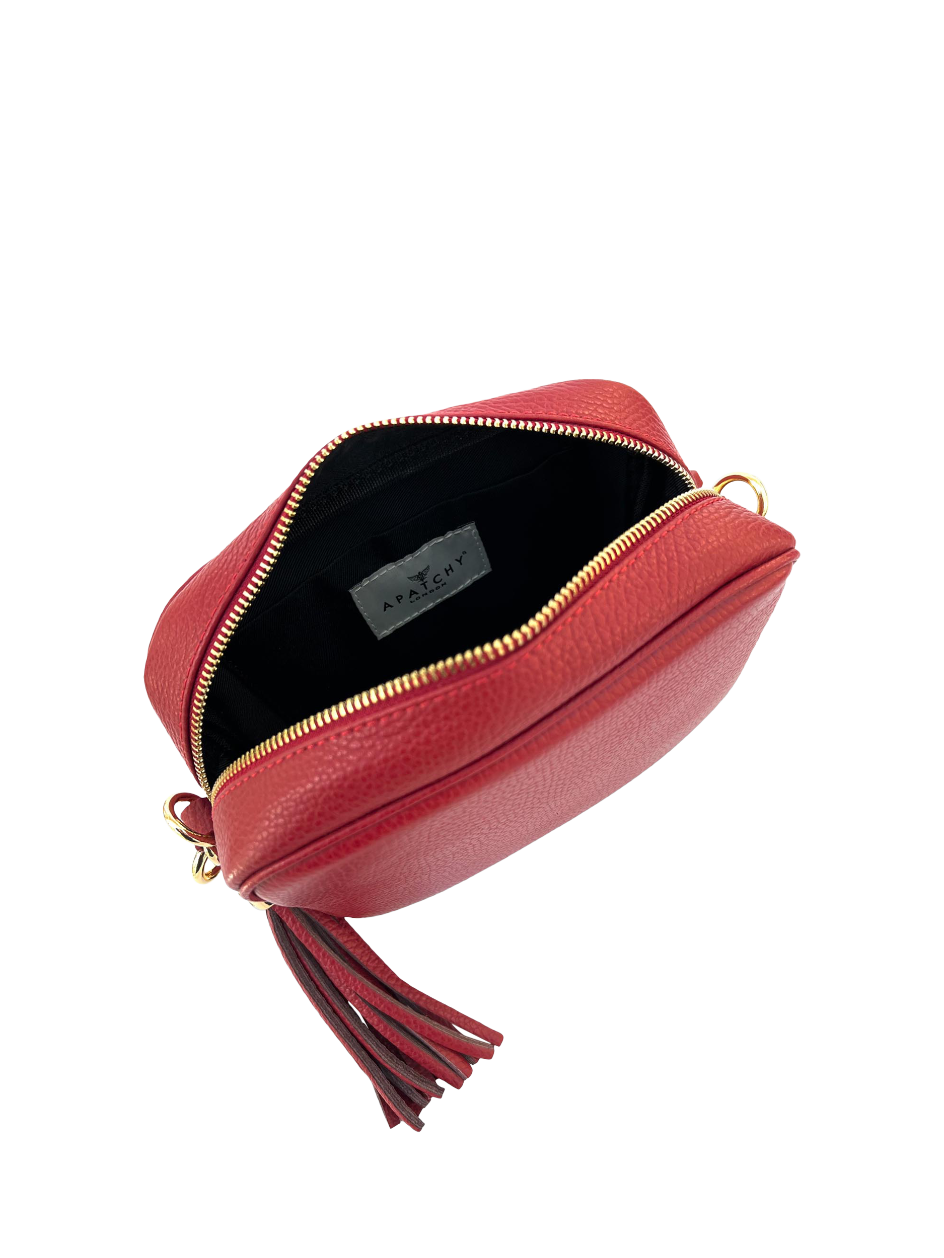 Product image 3 of 4, which shows Apatchy London Leather Crossbody Camera Bag, Red
