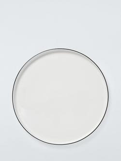 John Lewis Oslo Black Rim Bone China Dinner Plate, 27cm, White, White