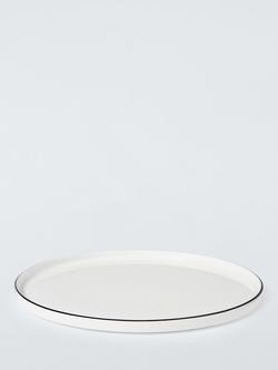 John Lewis Oslo Black Rim Bone China Dinner Plate, 27cm, White - view 2, White