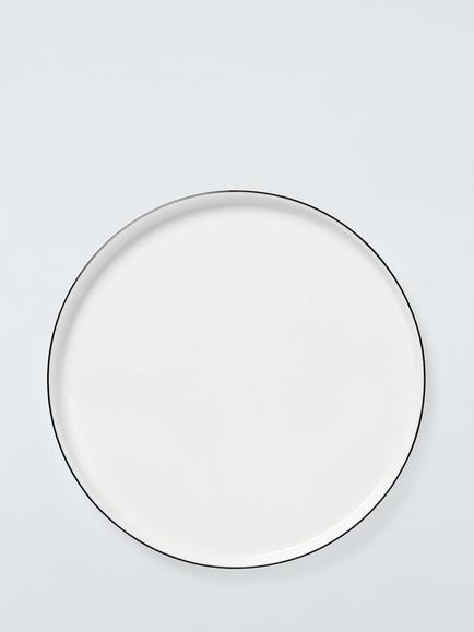 John Lewis Oslo Black Rim Bone China Side Plate, 21cm, White, White