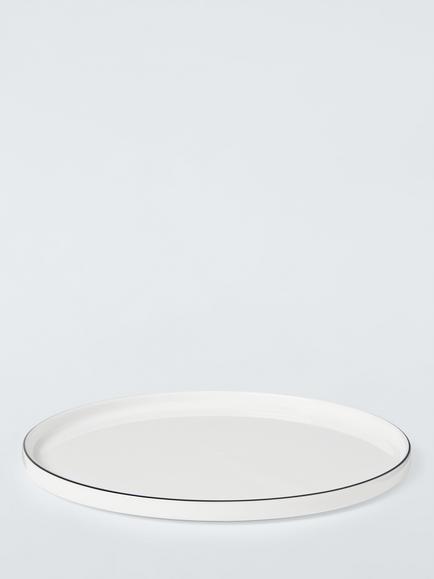 John Lewis Oslo Black Rim Bone China Side Plate, 21cm, White - view 2, White