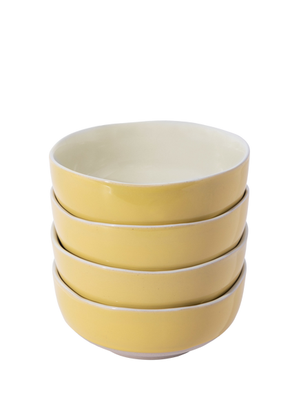 Jamie Oliver Big Love Brilliant Stoneware Bowl, Set of 4, 16cm, Yellow, Yellow