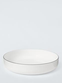 John Lewis Oslo Black Rim Bone China Pasta Bowl, 22cm, White, White White