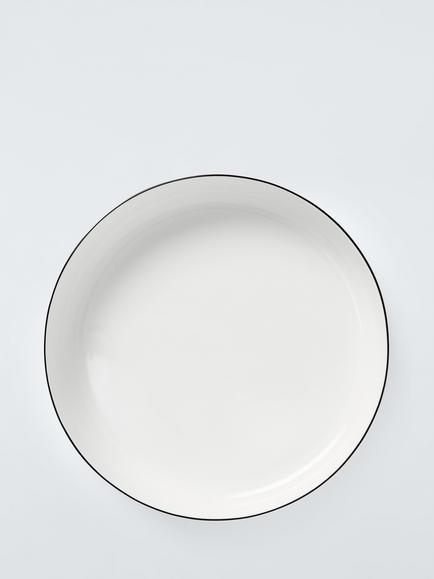John Lewis Oslo Black Rim Bone China Pasta Bowl, 22cm, White - view 2, White White
