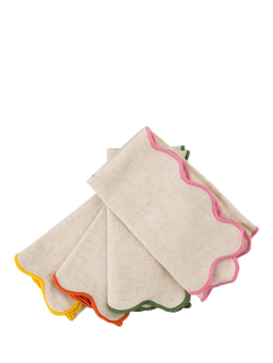 Jamie Oliver Big Love Scallop Edge Cotton Linen Blend Neat Napkins, Set of 4, Multi, Multi