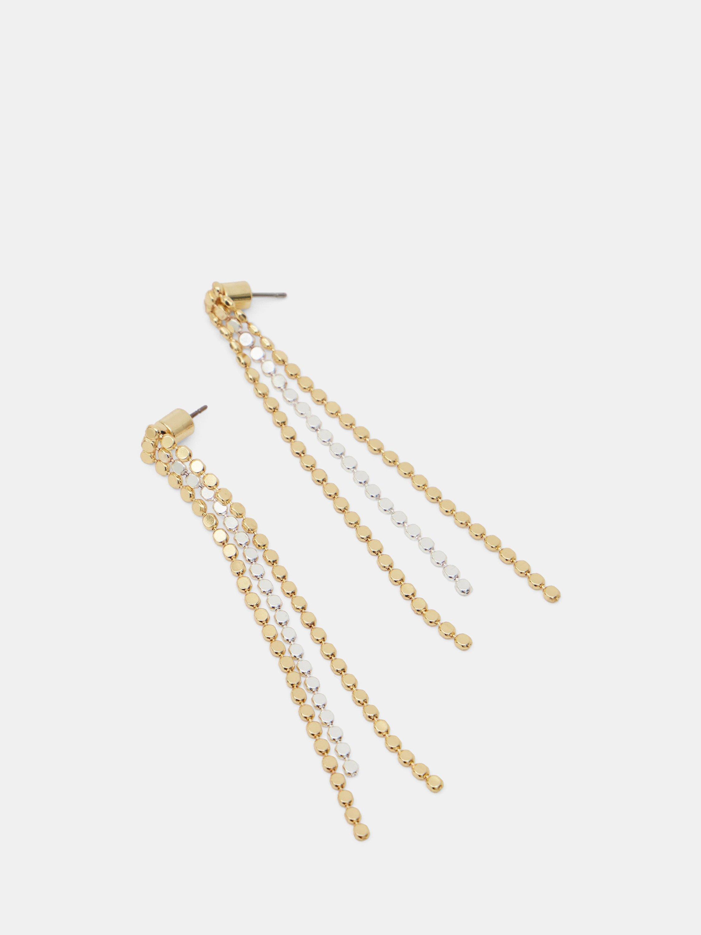 Product image 1 of 3, which shows HUSH Mini Disc Drop Earrings, Gold/Silver