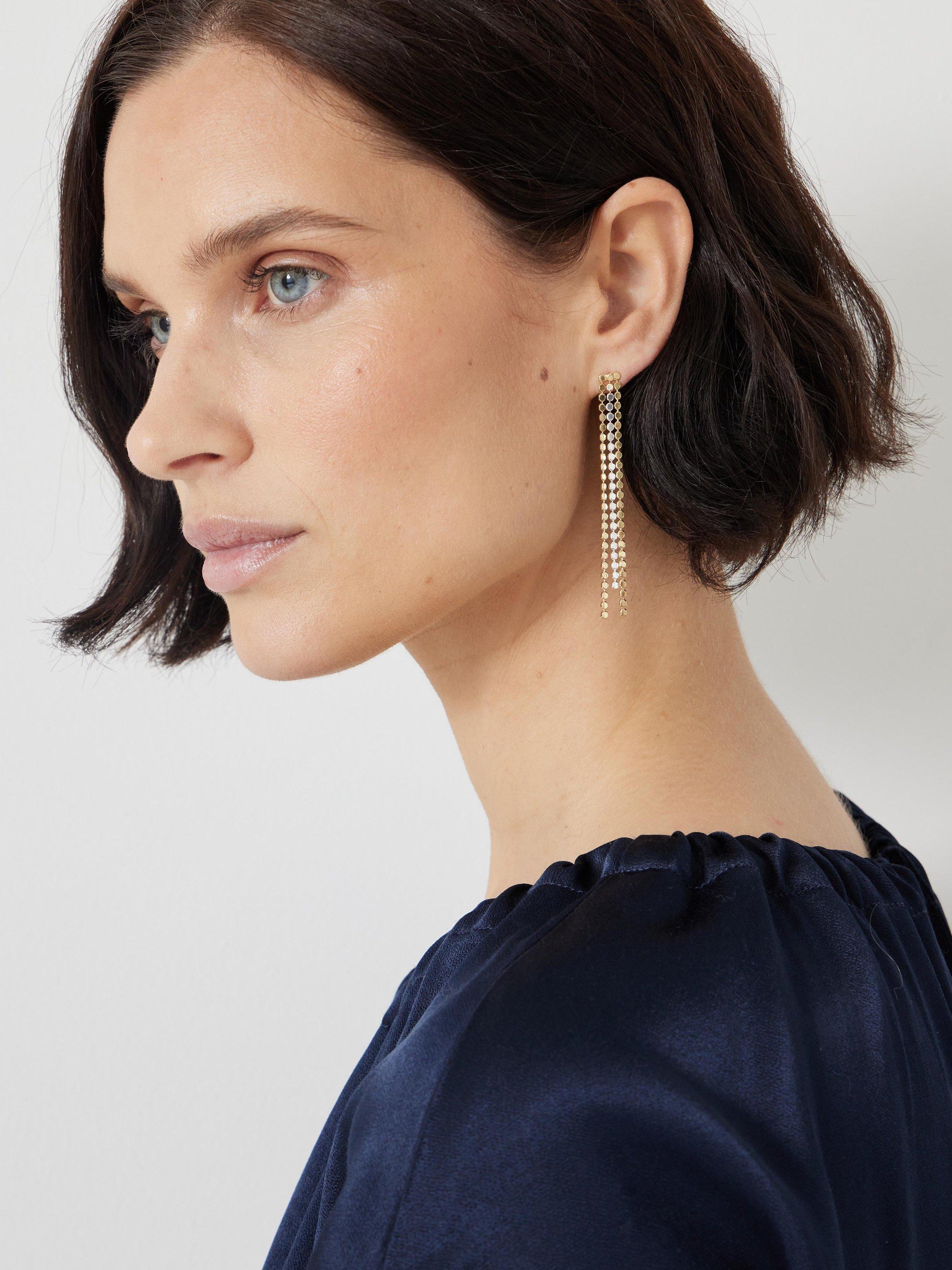 Product image 2 of 3, which shows HUSH Mini Disc Drop Earrings, Gold/Silver