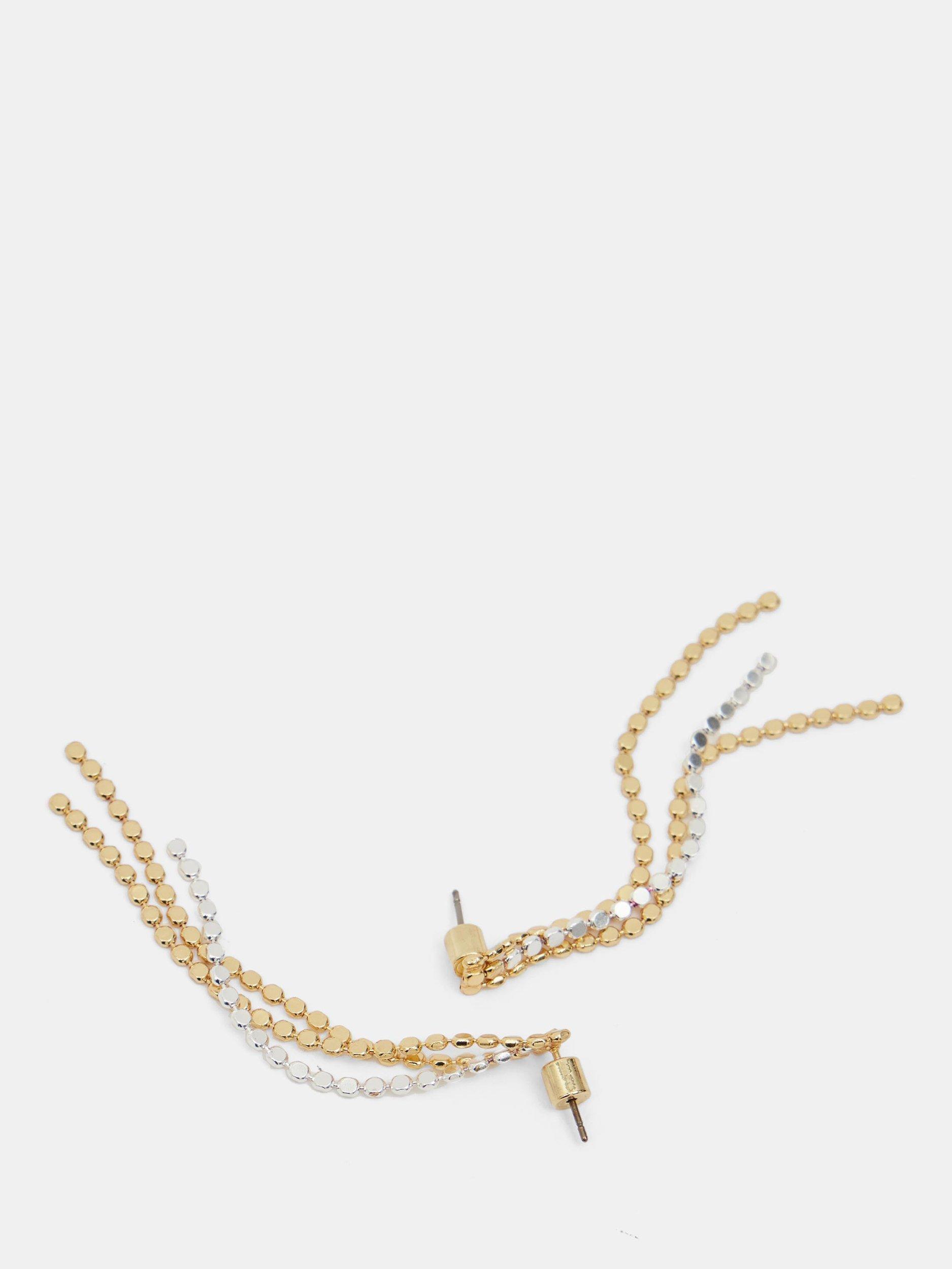 Product image 3 of 3, which shows HUSH Mini Disc Drop Earrings, Gold/Silver