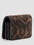 AllSaints Honore Suede Leopard Print Crossbody Card Holder Bag, Brown