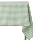 Piglet in Bed Gingham Linen Blend Rectangular Tablecloth, Sage Green