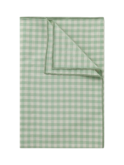 Piglet in Bed Gingham Linen Blend Rectangular Tablecloth, Sage Green