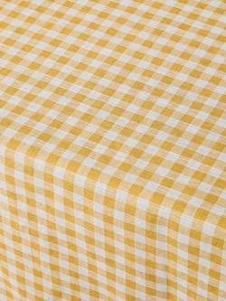 Piglet in Bed Gingham Linen Round Tablecloth, Honey - view 2, Honey