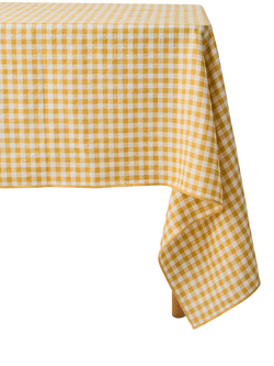 Piglet in Bed Gingham Linen Rectangular Tablecloth - view 2, Honey