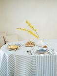 Piglet in Bed Pembroke Stripe Linen Cotton Blend Tablecloth, 310 x 180cm, Coastal Blue