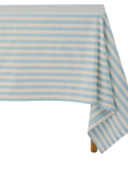 Piglet in Bed Pembroke Stripe Linen Cotton Blend Tablecloth, 310 x 180cm, Coastal Blue