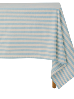 Pembroke Stripe Linen Blend Tablecloth, Coastal Blue - view 2, Coastal Blue