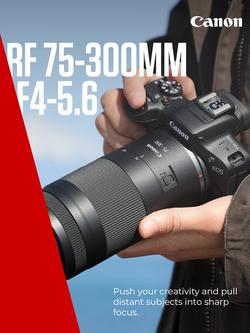 Canon RF 75-300mm F4-5.6 Telephoto Zoom Lens, Black - view 2, Black
