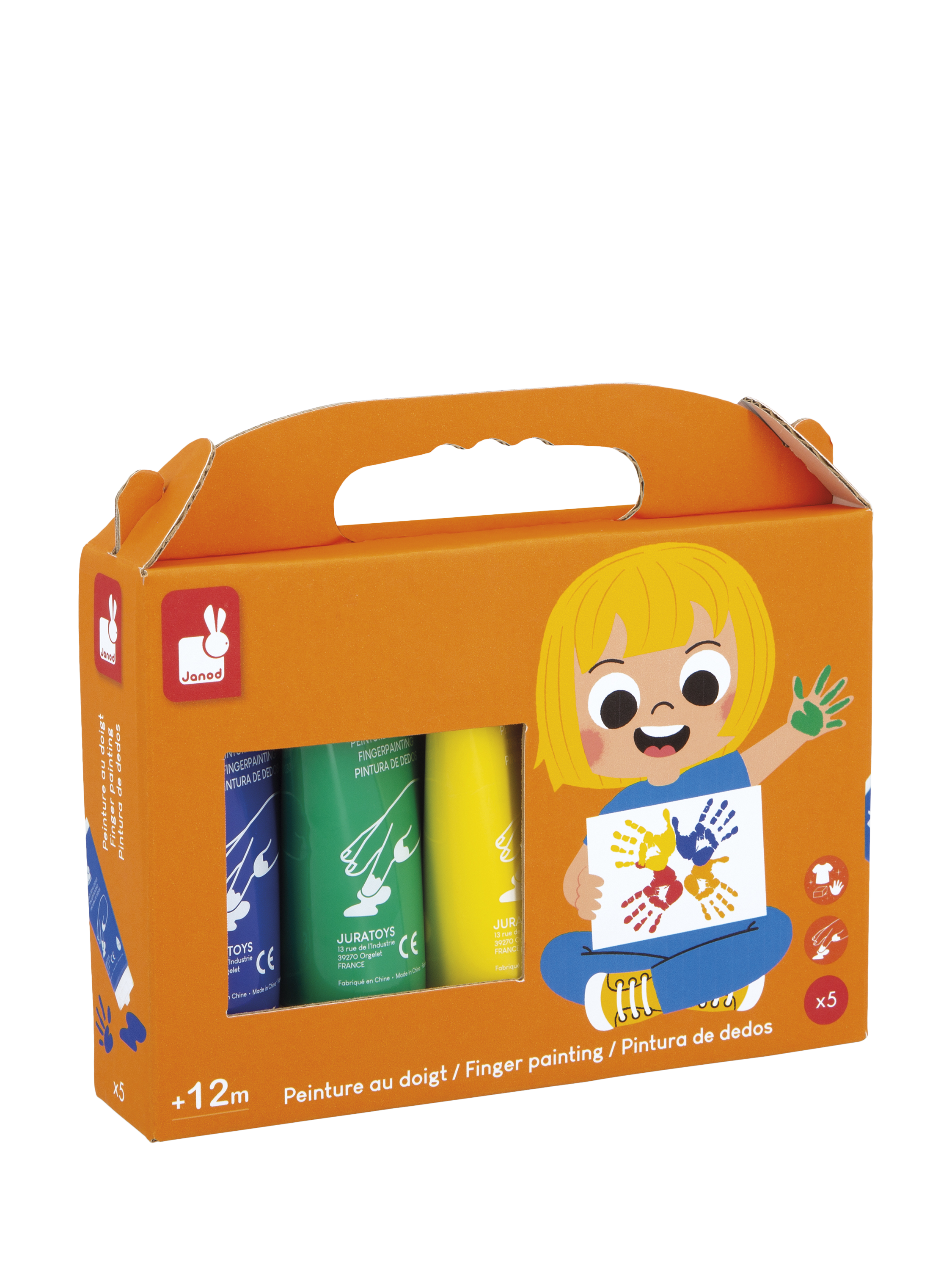 Janod Finger Painting Tubes, Set of 5, Multi