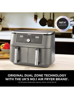 Ninja DZ400UK Dual Zone Air Fryer, 9.5L, Grey - view 2, Grey